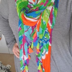 Chico's Tassel Scarf - Bright Tropical Colors!